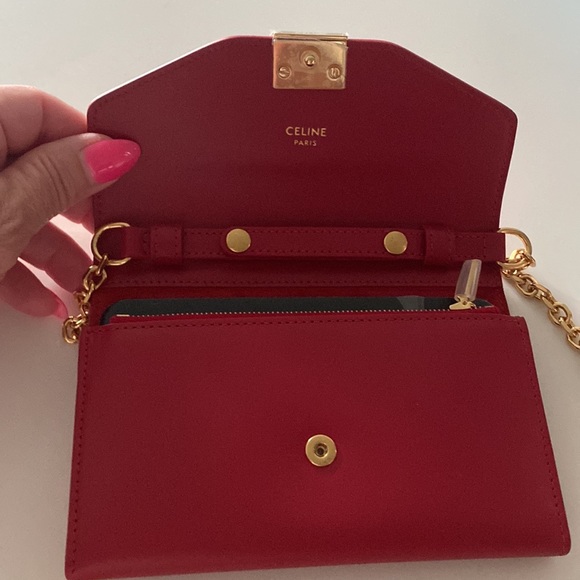 Celine Crossbody Phone Wallet, Red, 5.75” W X 4”H - Picture 2 of 8